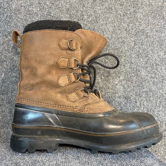SOREL Caribou Brown Nubuck Leather Mens 9 Snow Winter Waterproof Insulated Boots